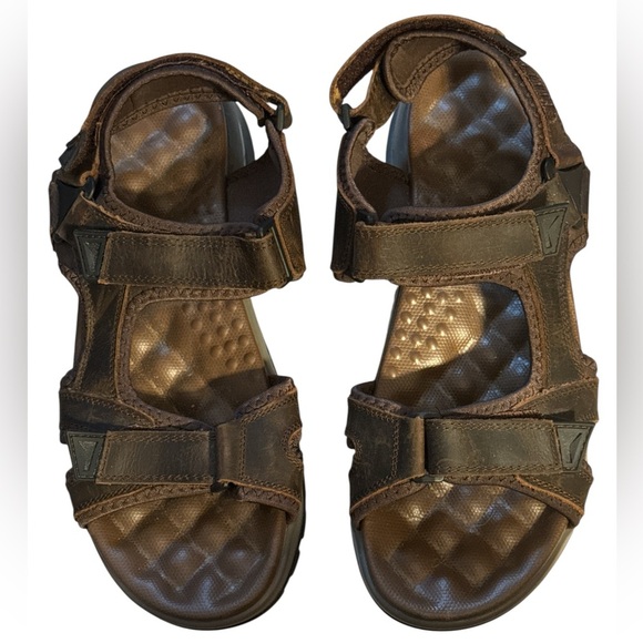 Visionreast leather Men's Brown Sandals with Air Cushion Sole Velcro straps Sz11 - Picture 3 of 12